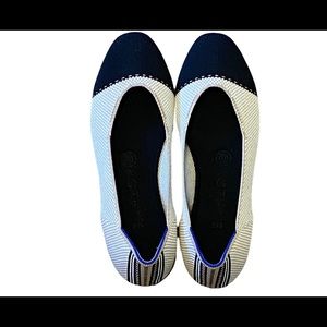 Rothy’s Cream and Black Tuxedo Square Cap Toe Flats